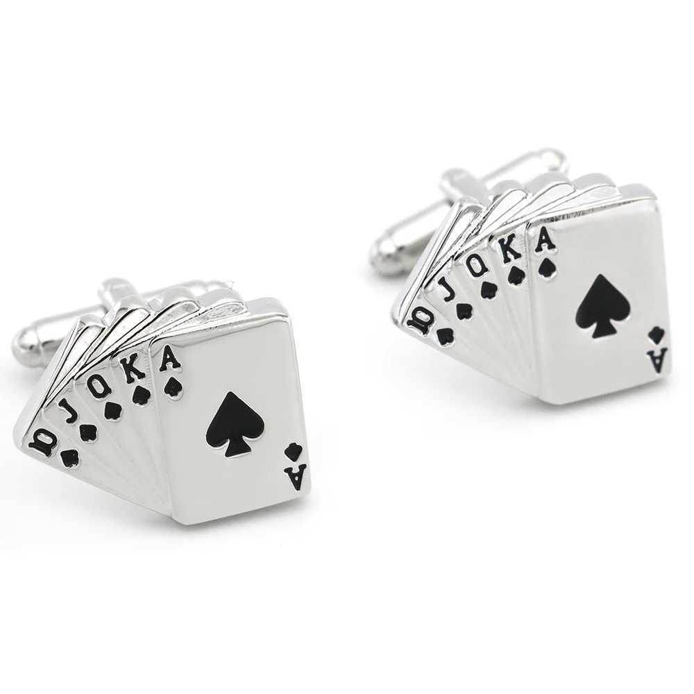 Quality Copper Material Casino Series Cufflinks Playing Card Design Flush Cufflinks For MenXJ250614