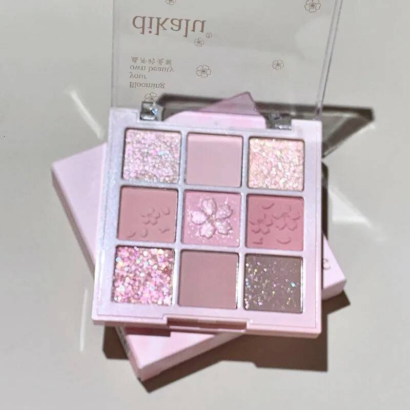 Romantic Flower 9-Colors Glitter Eyeshadow Matte Shimmer Pink Brown Shiny Eye Shadow Girl Makeup Palette Lasting Cosmetic