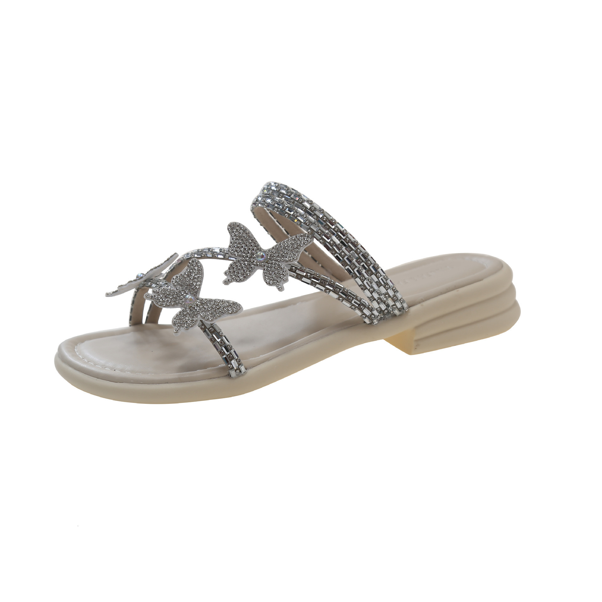 Ddmyoutdoor New Women S Summer Outdoor Fairy Style Slippers With Skirt Fashionable Rhinestone Flat Beach Sandals Outdoor Shoes