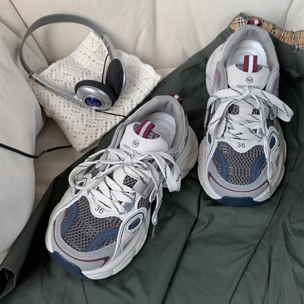 Ddmysports Spring Casual Thick Soled Sneakers For Women New Height Increasing Versatile Dad Breathable Mesh Running Shoes Outdoor Shoes