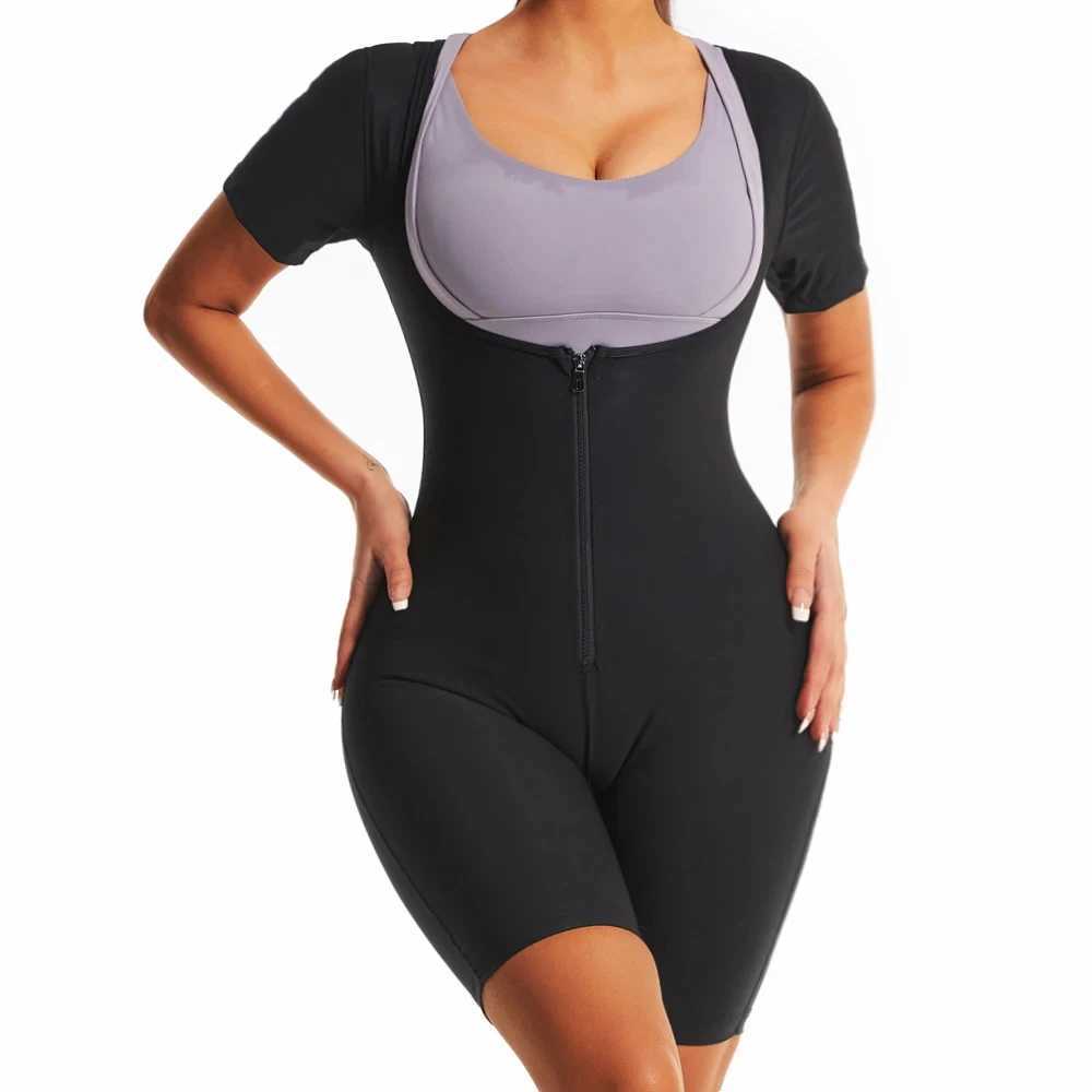 Womens Sauna Suit for Weight Loss Full Body Shaper Workout Shapewear Bodysuit Sweat Slimming Workout Waist with Sleeves XJ250614