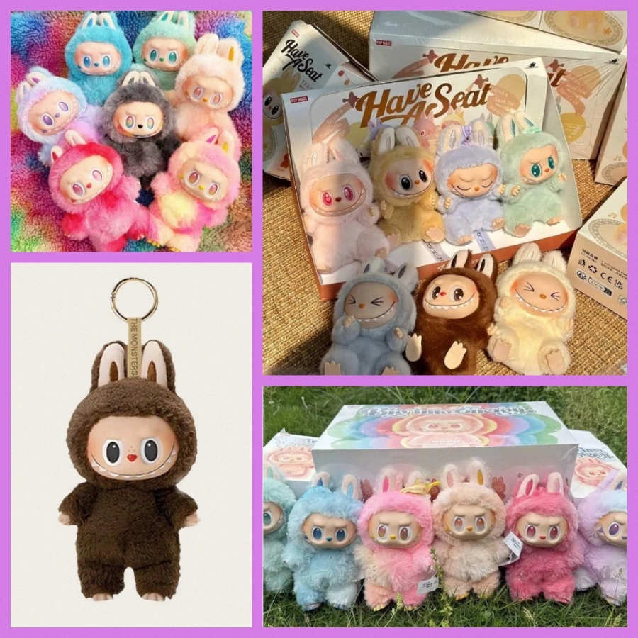 2025 popmart labubu keychain doll key chain fashion play mysterious box bag charms classical girl small key buckle 17cm popular trendy 7 colors heartb