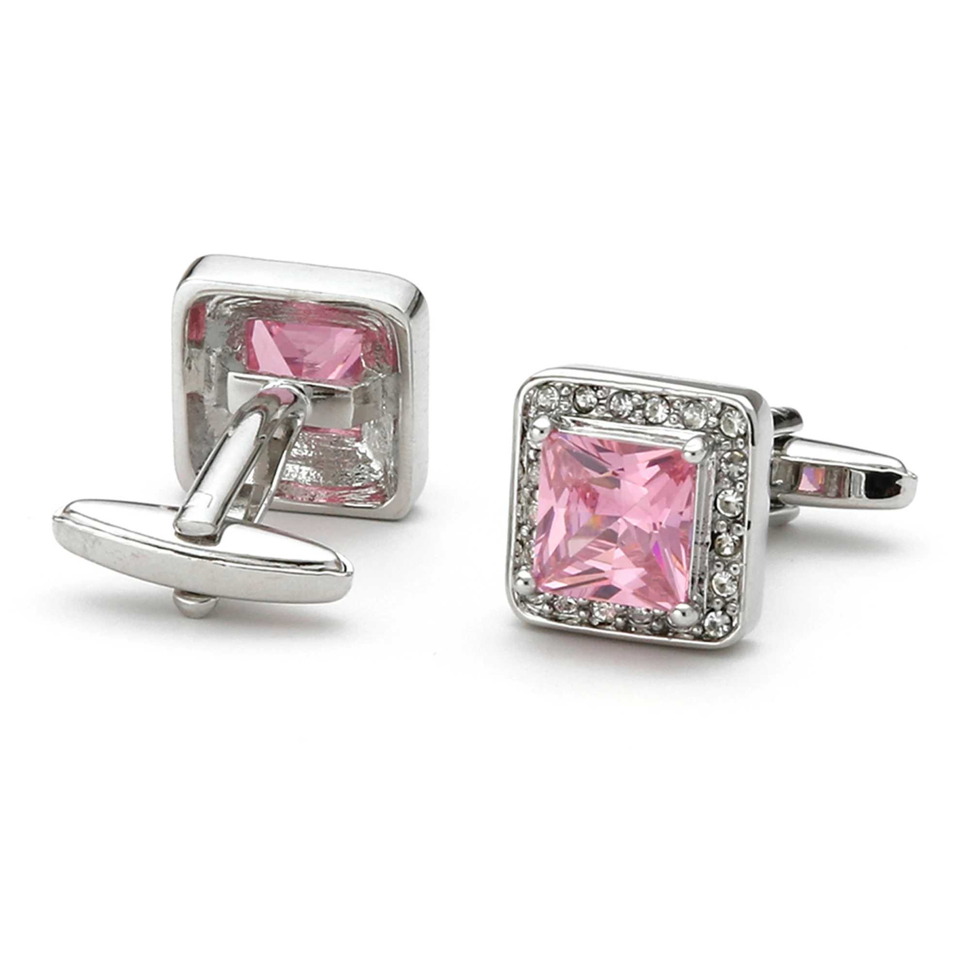 Cufflinks for Men XK21020 Luxury Pink Zircon Rhinestones Square Copper Silver Color Dress Shirt Cuff Links Jewelry XJ250614