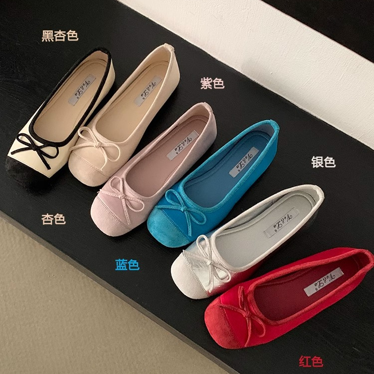 Ddmyoutdoor Ddmyoutdoor Evening Breeze French Bow Blue Small Single Flat Ballet Early Spring New Soft Sole Women S Shoes Loafers Outdoor Outdoor Shoes