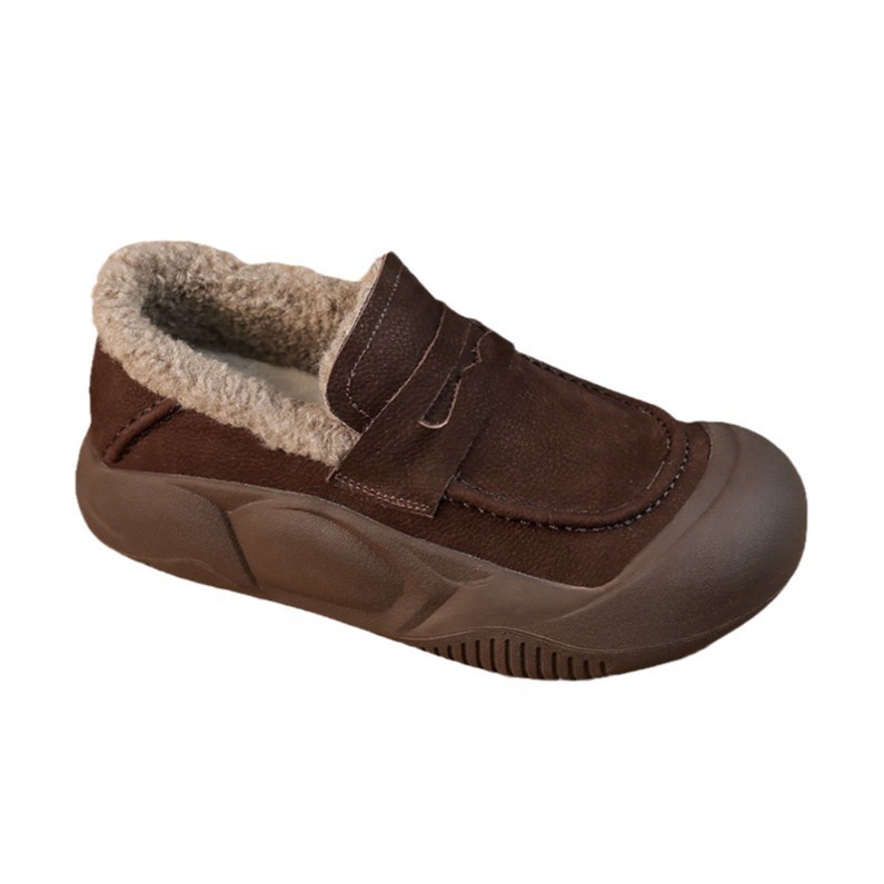 Ddmysports Bean Winter Plush Lined Cold Proof Melard Low Top Cotton For Women New Soft Sole Versatile Casual Shoes Fashion Outdoor Shoes