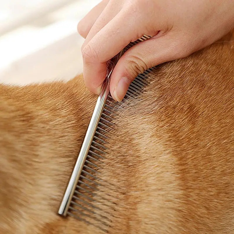 Comb For Dogs Dematting Tool Dog Comb Pet Cat Grooming Comb Smooth Grooming Brush Metal Comb For Pet Hair Removal For Puppy Cat 250614