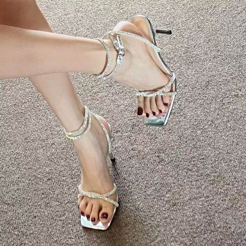 Ddmyoutdoor Ddmyoutdoor Elegant Girl Fashionable Sandals For Skirts New French Style One Strap Square Toe Stiletto High Heels Outdoor Shoes Outdoor Sh