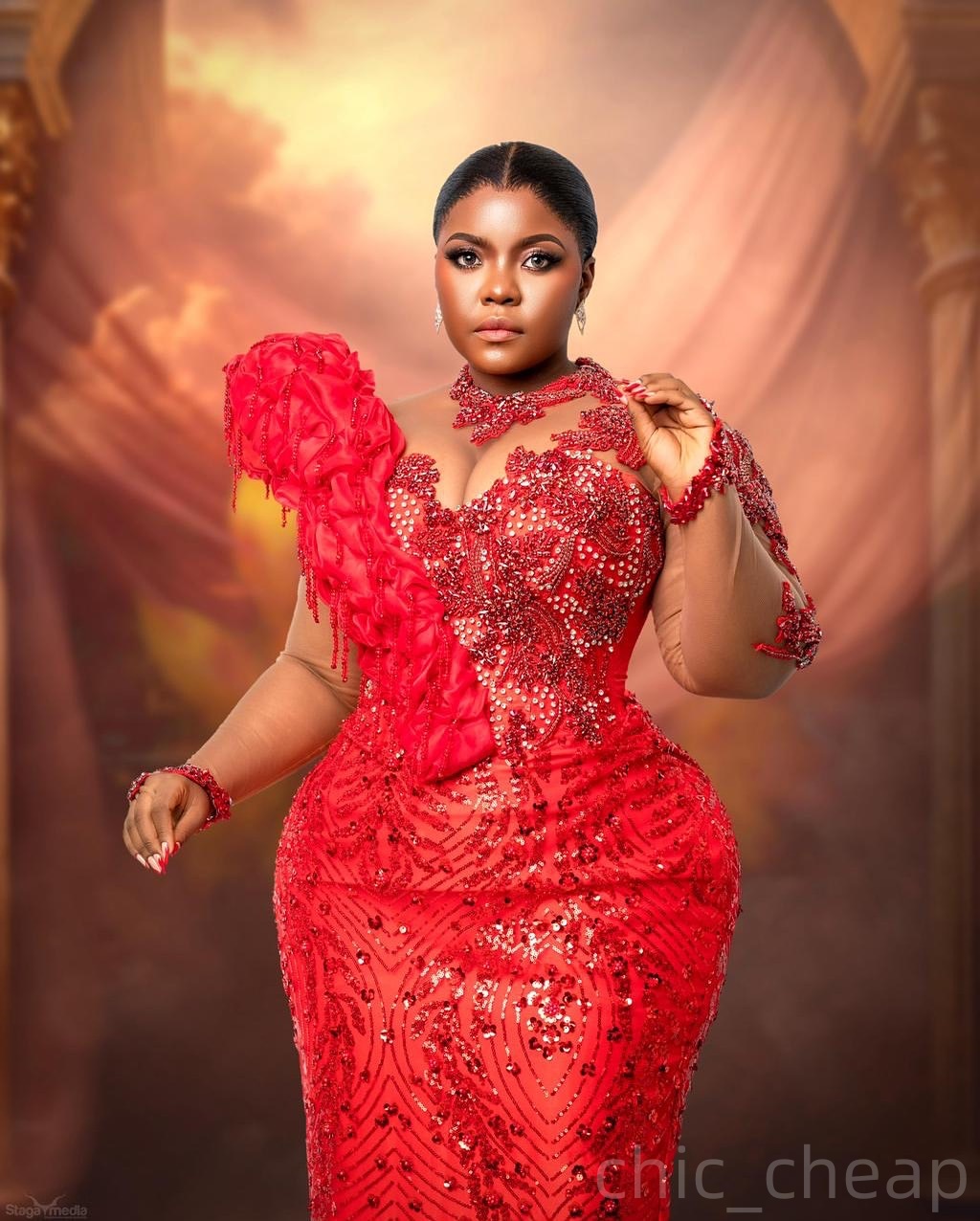 Red Sheath Brown Prom Dresses 2025 Sequined Crystals Beaded Sparkly Evening Formal Party Second Birthday Engagement Gowns Plus Size Dress For Special 