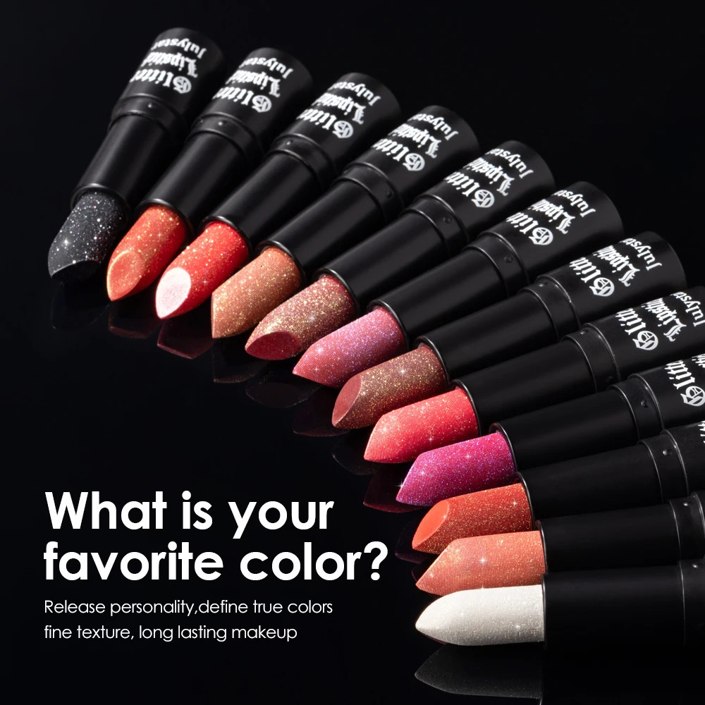 12-Colors Shimmer Lipstick Long-Lasting Waterproof For Halloween Cosmetic Sparkly Pearl Glossy Smooth Non- Lip Radiant 250614