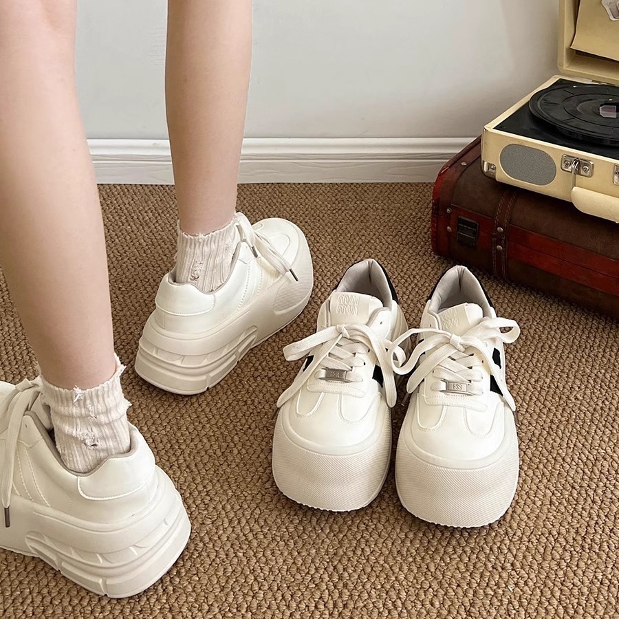 Ddmysports Women S Soft Comfortable New Spring Super Popular Thick Sole Platform Shoes Height Increasing Casual White Sneakers For Outdoor Shoes