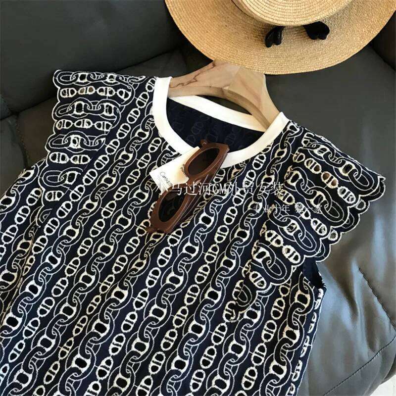 Limiguyue Summer French Embroidery Mini Dress Women Printed Crochet Hollow Out Dresses Loose Short Sleeve Ruffle Vestidos F415