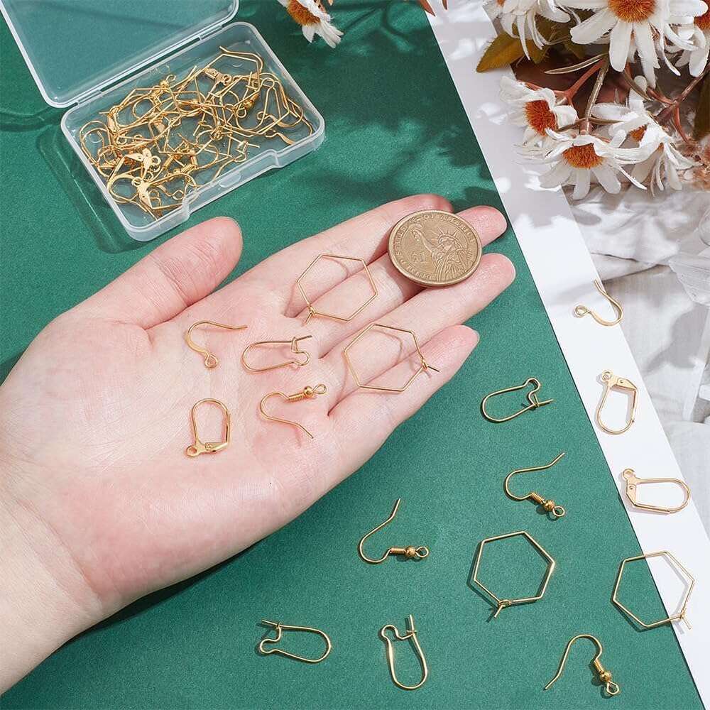Gold Plated Hooks 5 Style Leverback French Earring Hook Wir Thread Fish Ear Findings for Women DIY Dangle Jewelry Making Accsori