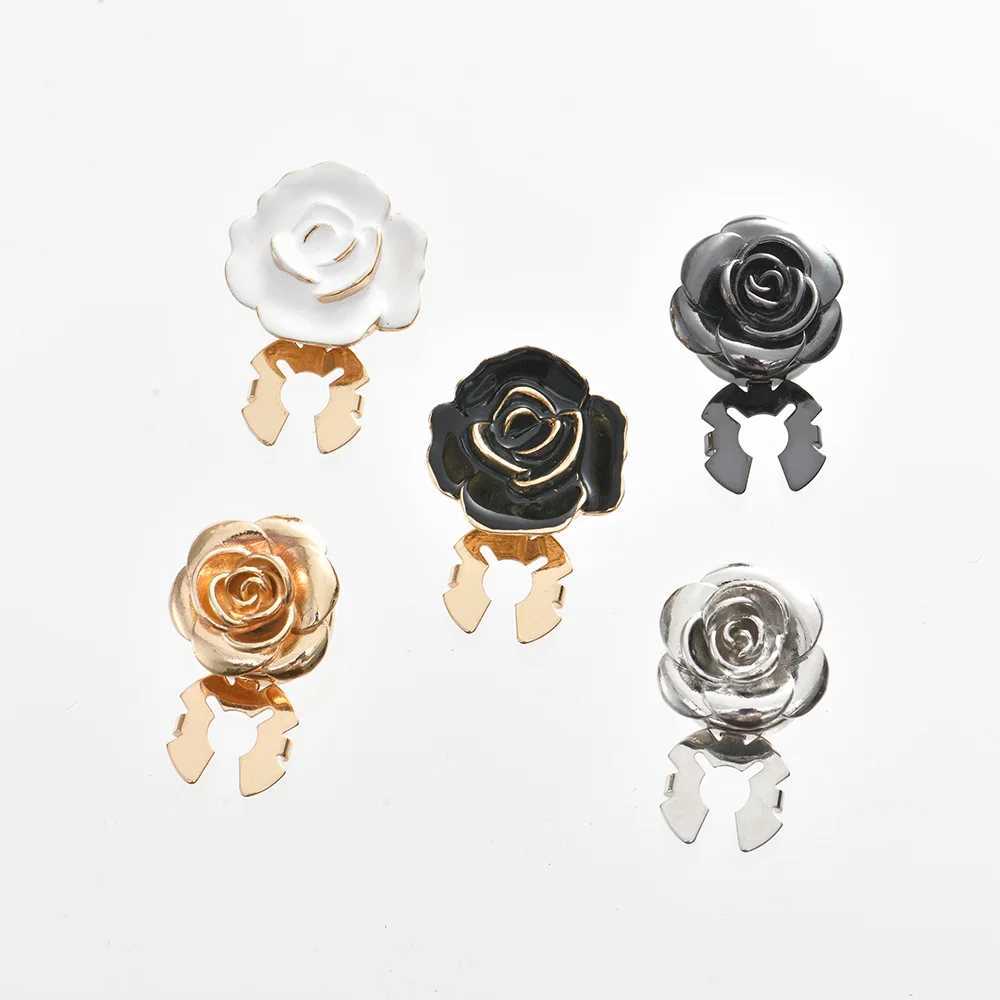 1Pcs New Arrival Elegant Alloy Rose Cufflinks for Women Scarf Clips Shirt Decorative Buttons Covers Fashion Jewelry Accessories XJ250614