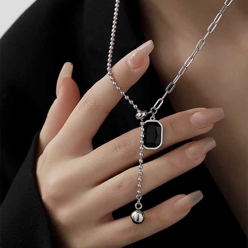 316L Stainless Steel Zircon Necklace For Women Designer Square Bead Pendant Necklaces Girls Body Jewelry Gift Z250614
