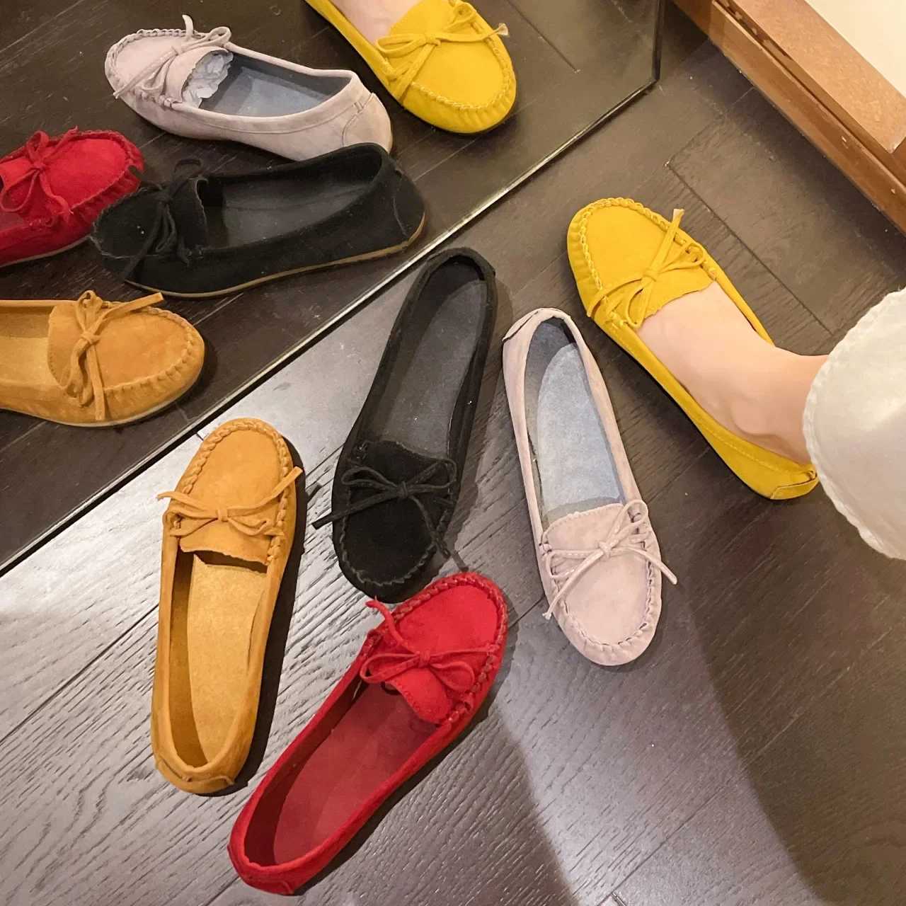 New Women Loafers Slip Ladies Flats Shoes Brand Spring Autumn Casual Flat Shoes Leather Single Shoes Plus Size 43 XJ250614