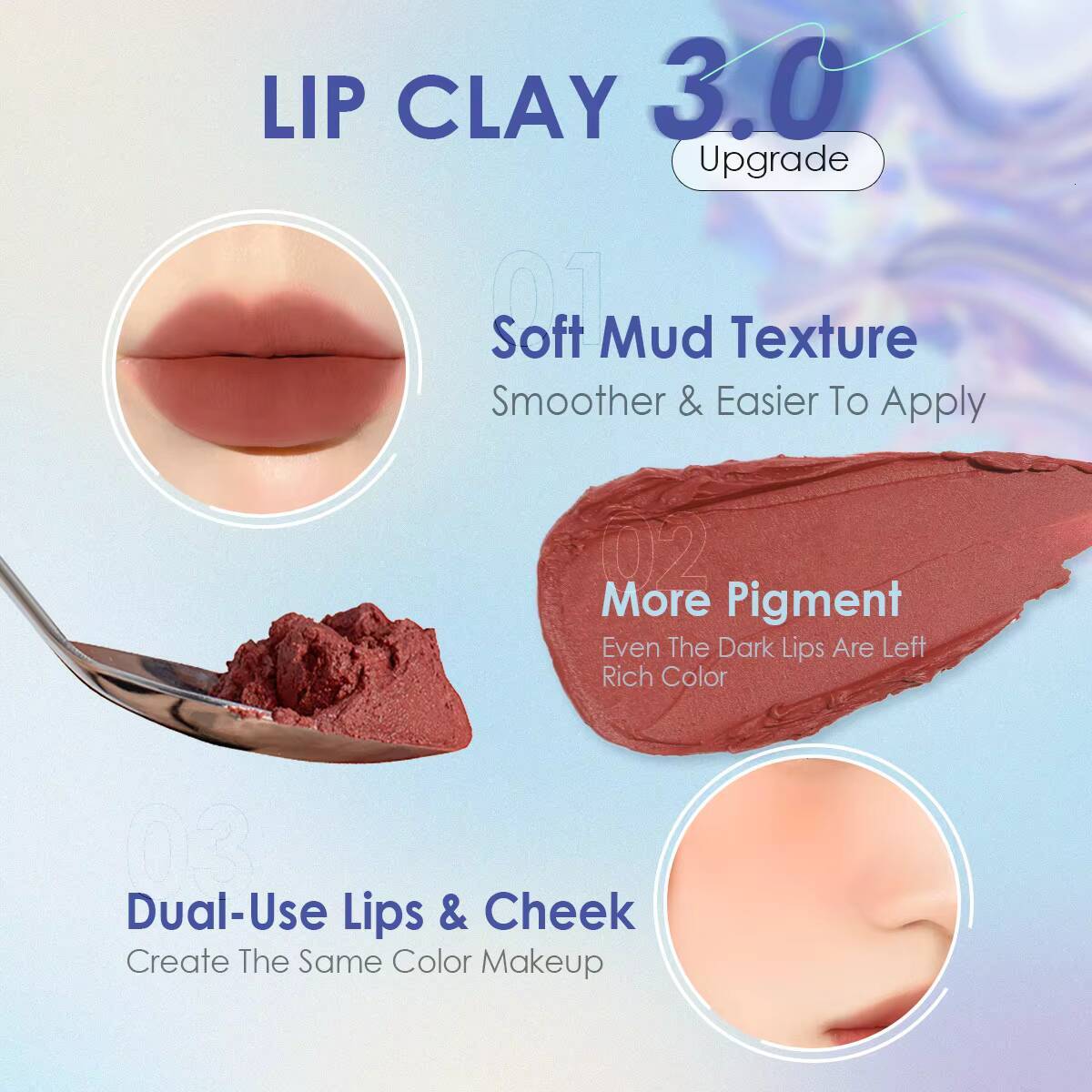 FOCALLURE 12 Colors Cream Smooth Matte Lipstick Waterproof Long Lasting Moist Lip Cheek Dual-Use Women Beauty Cosmetic happy