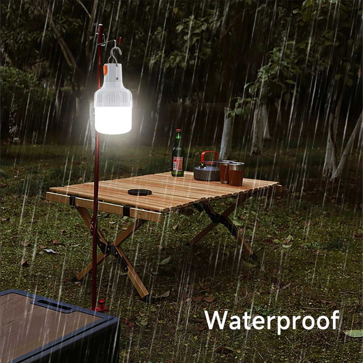 Outdoor LED Bulb Camping Lights USB Rechargeable Lamp Emergency Tent Market Hook Up Portable Lantern Bulb Battery BBQ Camping W250613