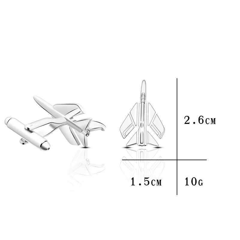 High-quality Copper Aircraft cufflinks for Men Silver Color Unique Plane Shape Sleeve Buttons Business Shirt Cuff AccessoriesXJ250614