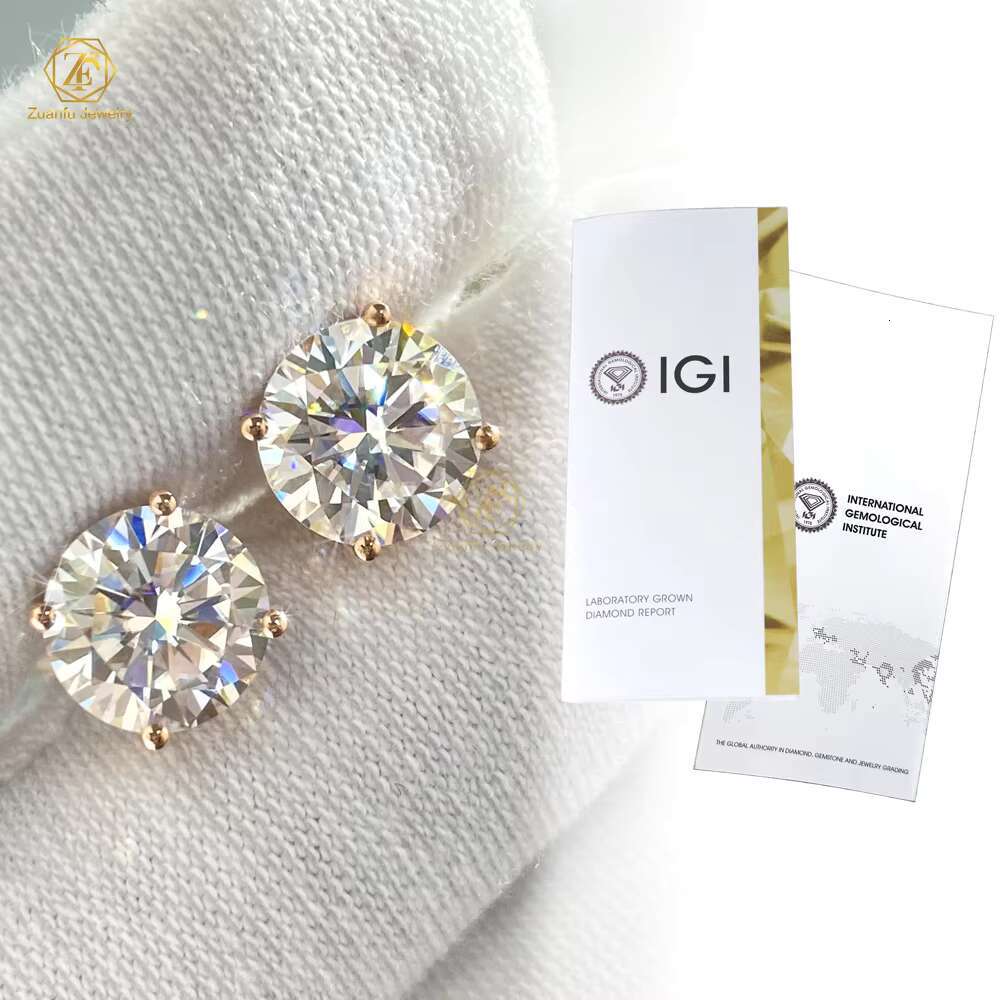 IGI Certified HPHT CVD Lab Diamonds 0.5CT 2CT Stud Earrings 6 Prongs DEF Color VVS VS Clarity for Anniversary Gift GIA Certified