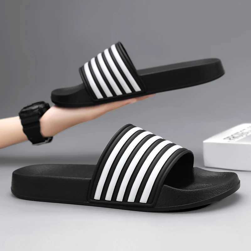 Summer Men Indoor Home Slippers Male Soft Comfortable Bath Slipper Mens EVA Flat Thick Platform Outdoor Stripe Beach Sandals Z250614