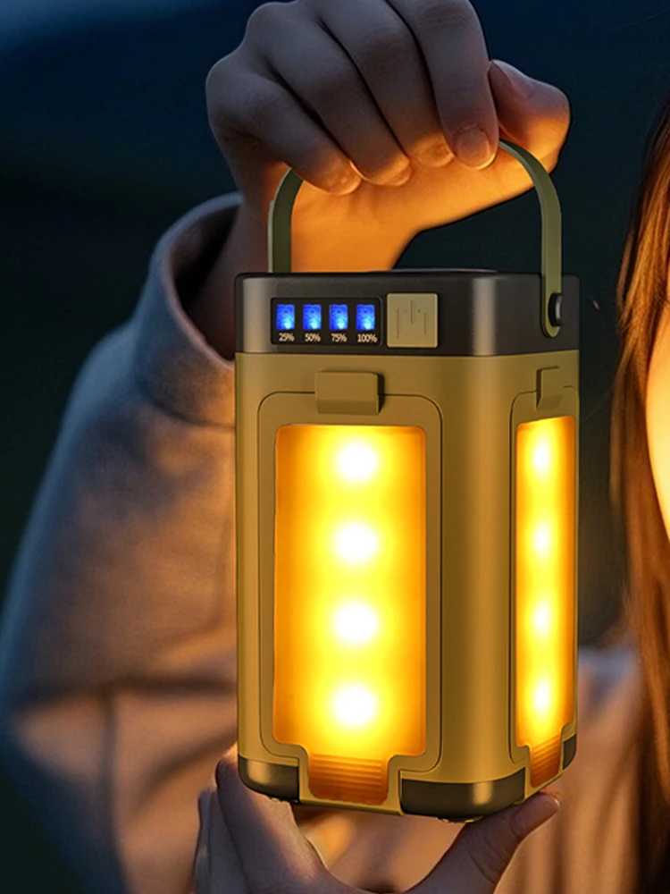 Foldable Camping Light Power Bank Rechargeable Lantern Waterproof Portable Flashlight LED Tent Light for Camping Hiking W250613