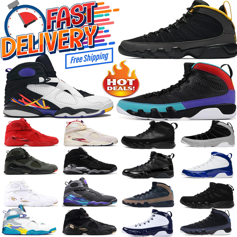 Designer shoes basketball shoes 8s 9s Retro Black chile red sports mens women outdoors trainers sneakers size 40-46