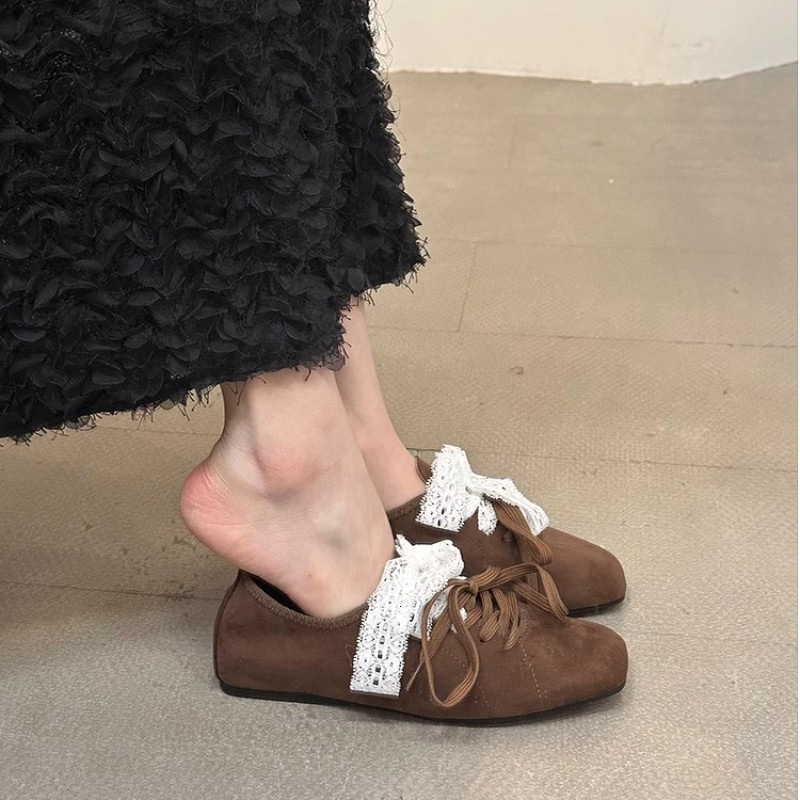Ddmyoutdoor Unique Design Square Toe Brown Loafers Women S Ballet Style Hidden Wedge Spring And Autumn Thick Sole Shoes Outdoor Shoes