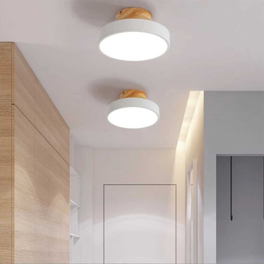 Nordic Round LED Ceiling Lamp Wood Grain Light Ceiling Light Home Bedroom Lighting for Kitchen Corridor Home Decor Fixtures XJ2500613