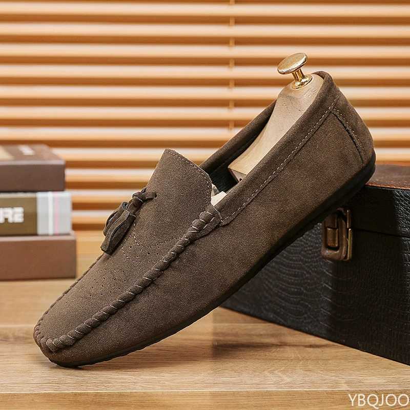 Mens Casual Leather Shoes Soft Sole Driving Lazy Loafers Versatile Trendy Flats Lightweight Male Shoes Zapatos Ladies XJ250614