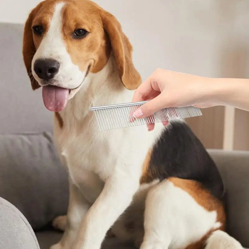 Comb For Dogs Dematting Tool Dog Comb Pet Cat Grooming Comb Smooth Grooming Brush Metal Comb For Pet Hair Removal For Puppy Cat 250614