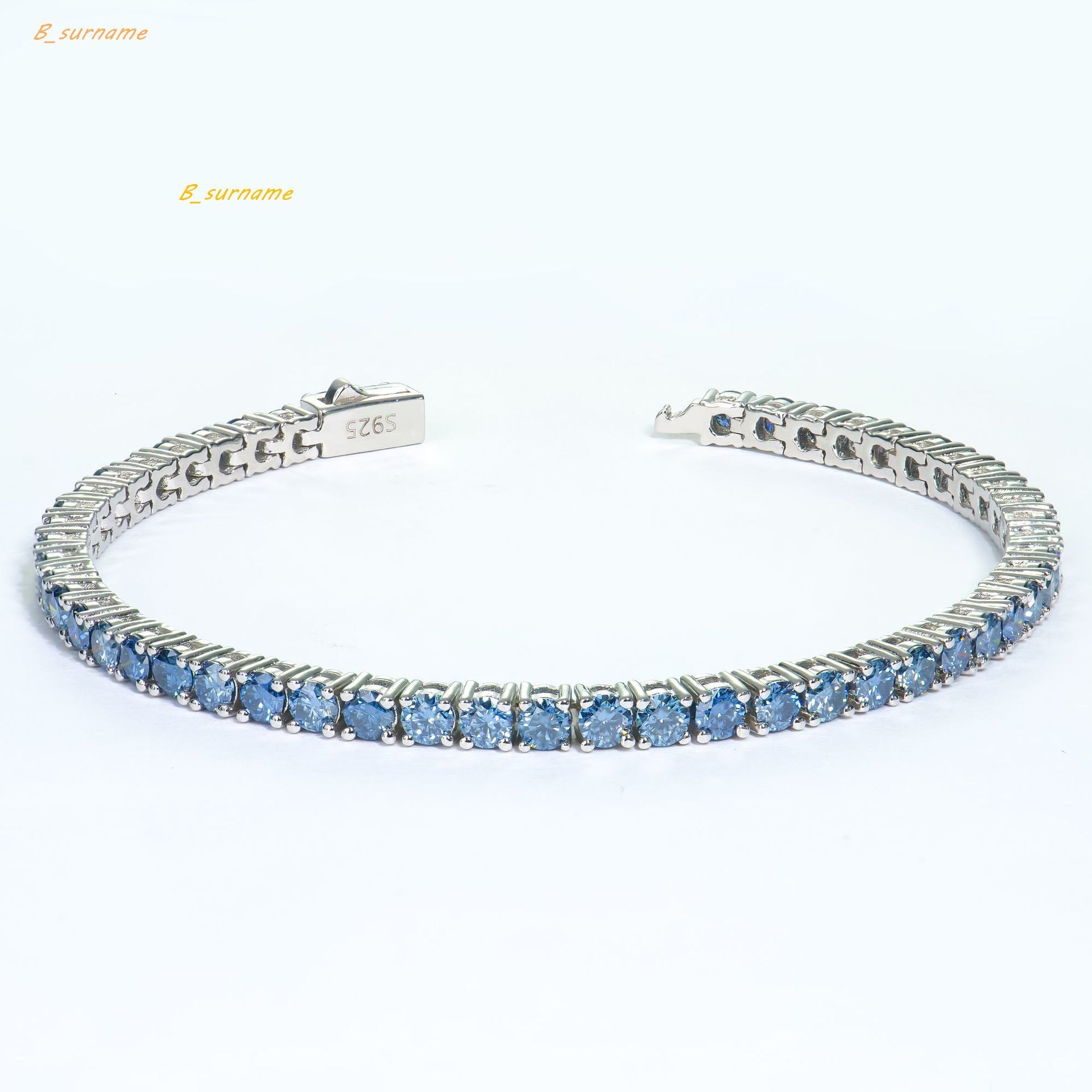 3mm Royal Blue Moissanite Tennis Chain Bracelets for Unisex Pass Diamond Tester Blue Color Moissanite Stone Tennis Chain for Men