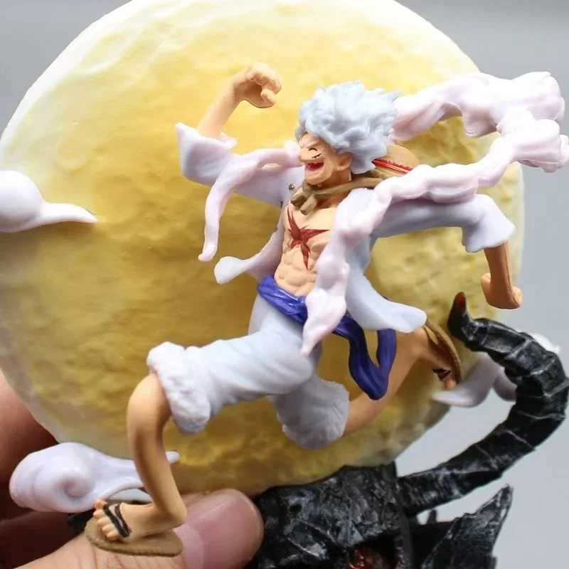 14cm One Piece Anime Figure Moon Fairy Nika Monkey D Luffy Gear 5 With Moon Light Action Figure Statue Model Toys CollectionXJ250614