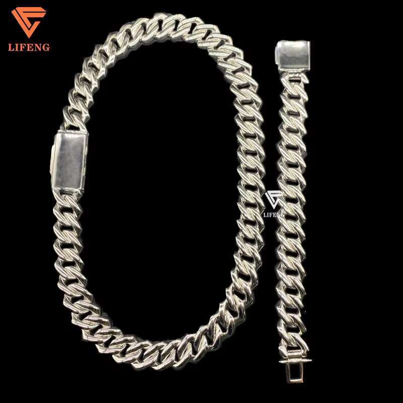 New 18mm Baguette Diamond Platinum Plated Cuban Chain 925 Sterling Silver Iced Out VVS Moissanite Necklace Hip Hop Custom Chain