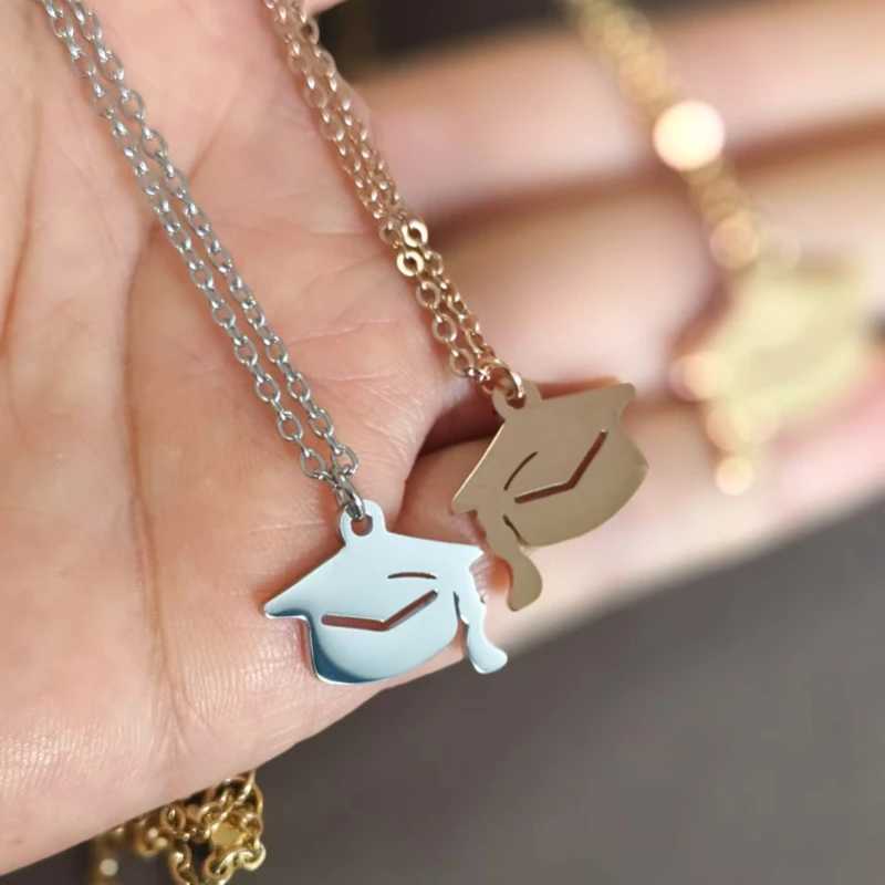 10pcs lot Stainless Steel Geometry Graduation Hat Pendant Necklaces for Women Jewelry Graduation Season Commemorative Gift Z250614