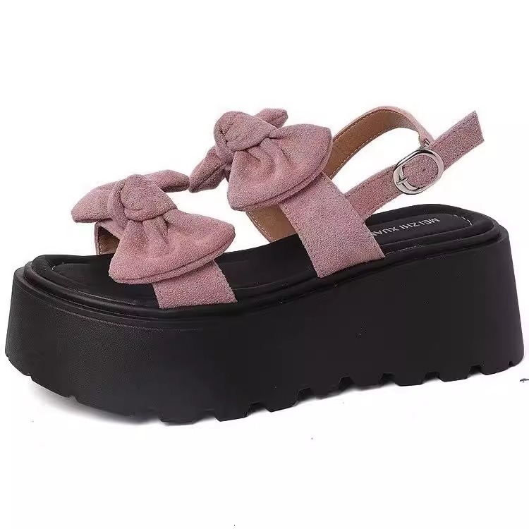 Ddmysports Fashion Casual Bowknot Strap Roman Summer Thick Sole Slip On Sandals For Women Outdoor Shoes