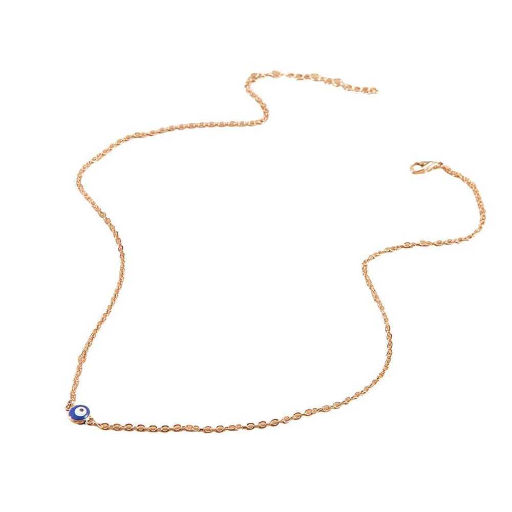 Evil Eyes Deep Sea Blue Pendant Necklace Metal Thin Chain Jewelry Turkey Blue Eyes Ladies Jewelry Gift Z250614