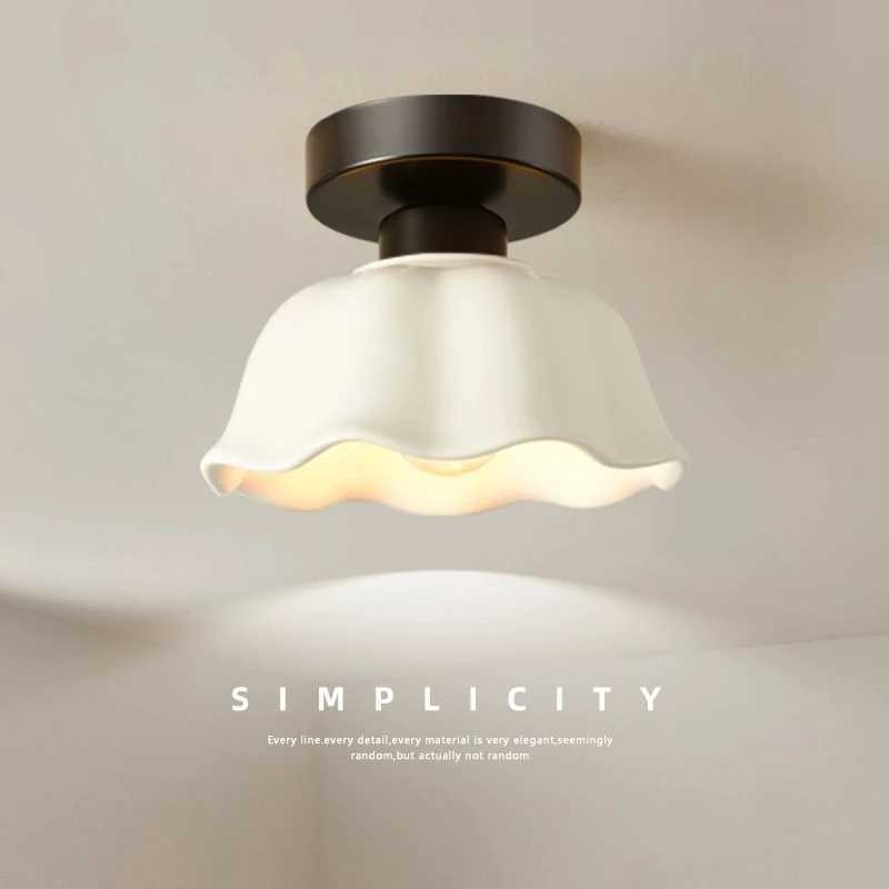 Nordic White Ceiling Chandelier Lamp Ceramic Glass Acrylic Lampshade Living Room Ceiling Light Simple LED Modern Aisle LightsXJ2500613