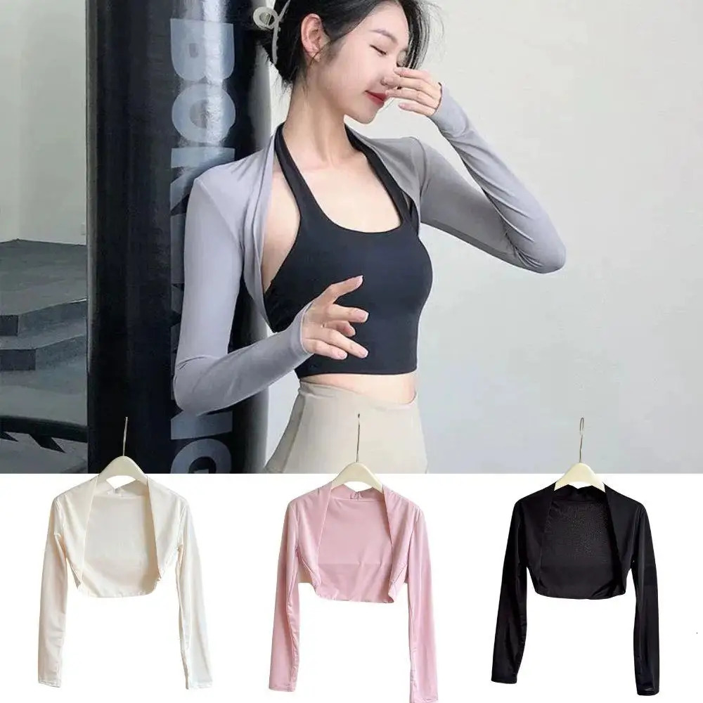 Summer Ice Silk Shawl Arm Sleeves 1pc Long Sleeved Cardigan Outdoor Sports Sunscreen Ladies Top Cropped Cape Cover-up Shawl 2025 250610