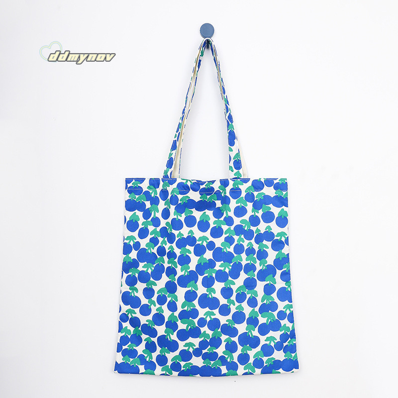 Summer New Printed Tote Little Cherry Large Capacity Canvas Niche Shoulder Bag ddmynov