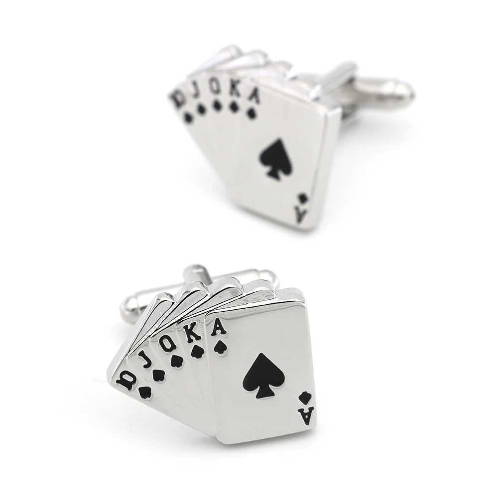Quality Copper Material Casino Series Cufflinks Playing Card Design Flush Cufflinks For MenXJ250614