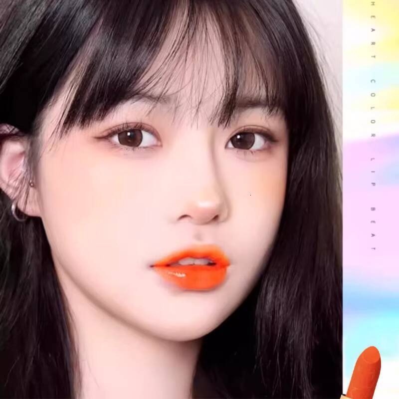 Brighten Skine Orange Lipstick Matte Velvet Lipsticks Waterproof Long Lasting Stick Tint Women Korean Cosmetic Lip Glaze happy