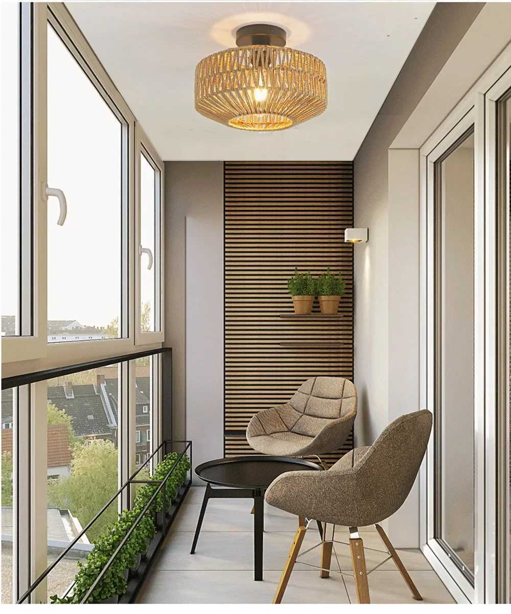 Classic Ceiling lamp Handmade Rattan Weaving Hanging Chandelier Lamps For Living Bedroom Home Decor Pendant Light E27 Fixture XJ2500613