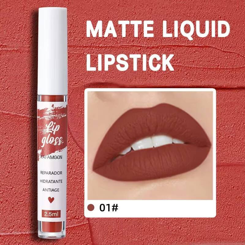 12 Color Sexy Long Lasting Velvet Matte Liquid Lipstick Makeup Women Beauty Red Nonstick Cup Waterproof Lip Gloss happy