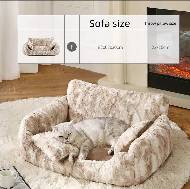 Fluffy plush Dog Cat Pet Sofa Soft calming sofa bed suitable for medium sized small cats and dogs