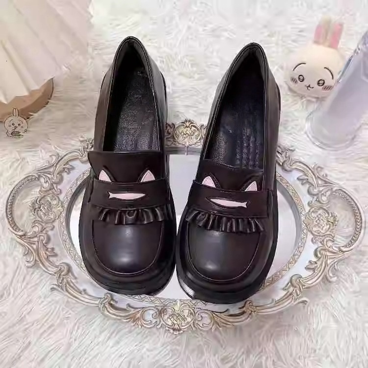 Ddmysports New JK Uniform High Heel Mary Jane Leather Shoes For Women British Style Spring Thick Sole Height Increasing Loafers Outdoor Shoes