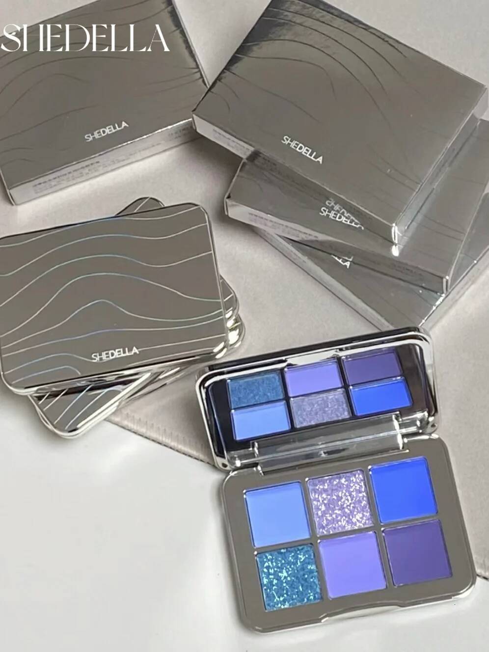 Shedella 6 Color Eyeshadow Platte Portable Shimmer Matte Pearlescent Blue Green Eye Shadow Purple Cool Snow Iceberg Natural