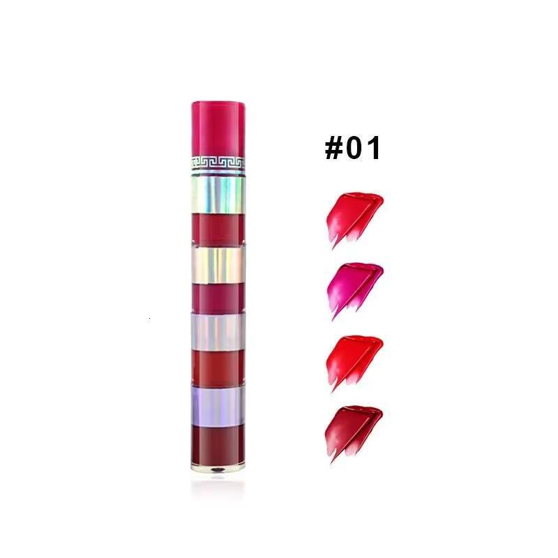 4 In1 Matte Lipstick Kit Combo Strip Velvet Sexy Red Tint Non-stick Cup Gloss Lip Oil Makeup Lips Cosmetic Set Wholesale happy
