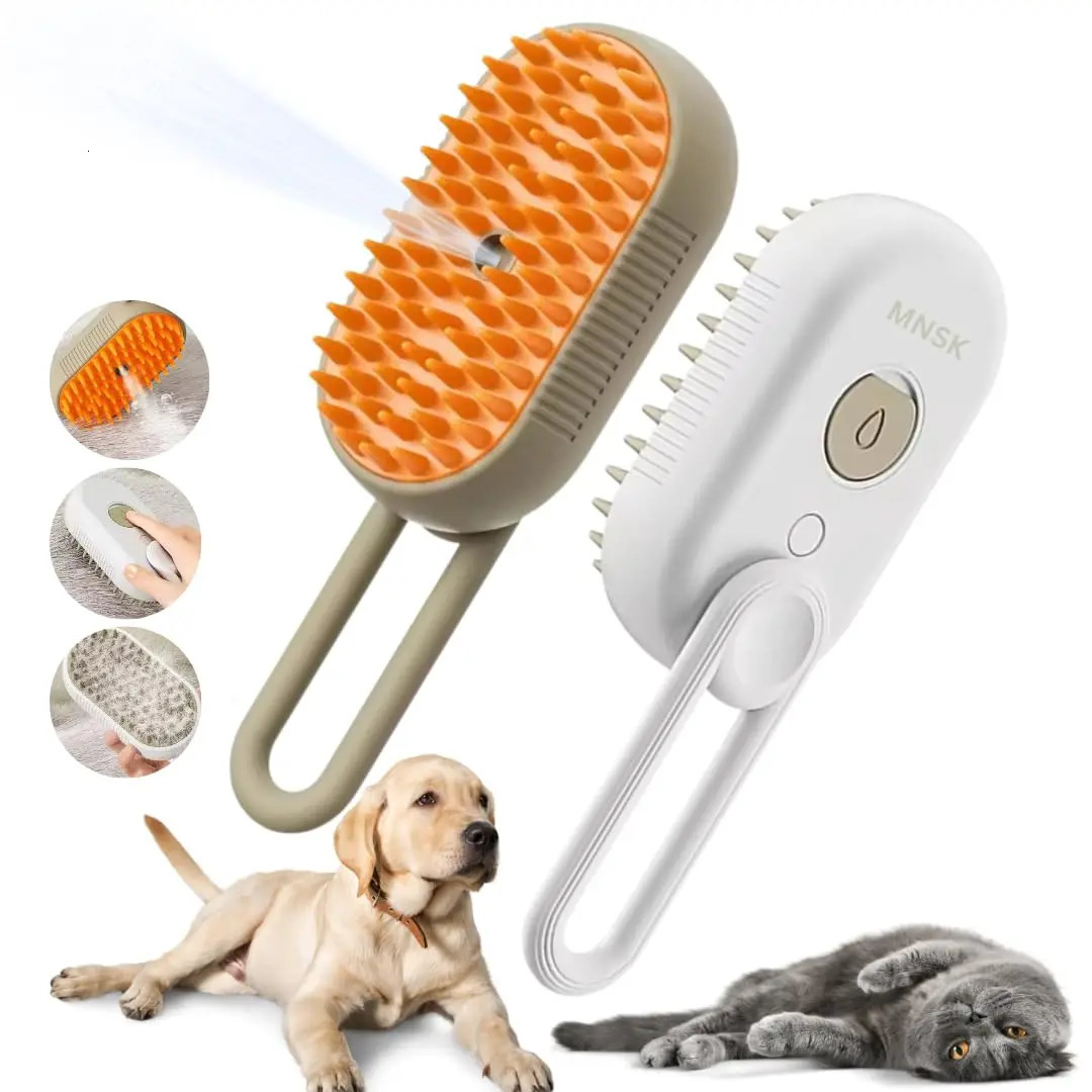 3-in-1 Dog Hair Brush Cat Hair Brush Electric Pet Cleaning Brush Steam Spray Brush Massage Hair Removal Comb Anti Flying Brush 250614