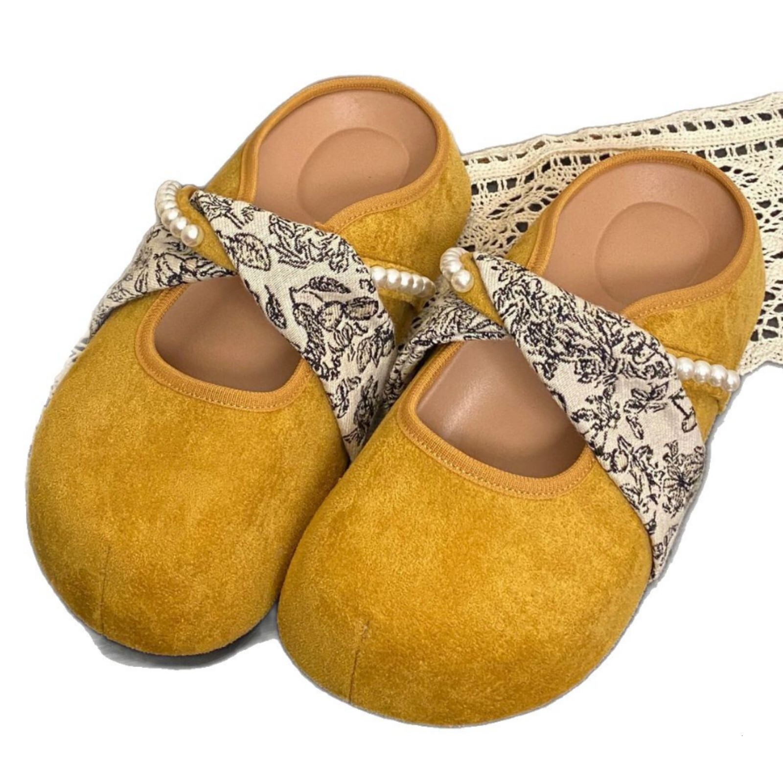 Ddmyoutdoor Gentle Fairy Style Ballet Slippers New French Elegant Velvet Shallow Mary Jane Shoes Outdoor Shoes