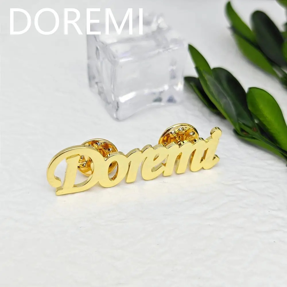 DOREMI Stainless Steel DIY Custom Name Brooches Mens Gift Jewelry Package Pin Name Brooch 250610
